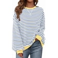 thumbnail image 1 of BTFBM Oversized Sweatshirt For Women Fall Striped Long Sleeve Shirt, Crewneck Sweatshirts, Casual Loose Pullover, Workout Tops, Y2K Clothes, Sport, Vacation Outfits, 1 of 10
