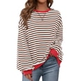 thumbnail image 1 of BTFBM Oversized Sweatshirt For Women Fall Striped Long Sleeve Shirt, Crewneck Sweatshirts, Casual Loose Pullover, Workout Tops, Y2K Clothes, Sport, Vacation Outfits, 1 of 10