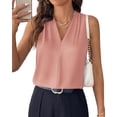 thumbnail image 1 of BTFBM Tank Top for Women Summer Spring Silk Satin V Neck Pleated Sleeveless Work Blouses Business Casual Outfits, 1 of 9