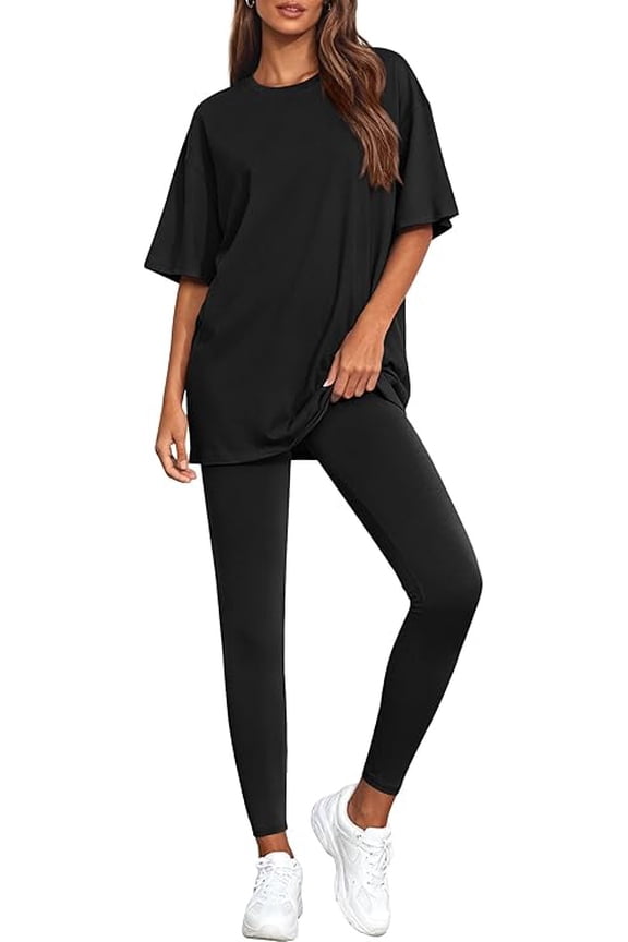 Two Piece Lounge Set Women Spring Casual Oversized Shirts Leggings Matching Workout Airport Travel Outfits