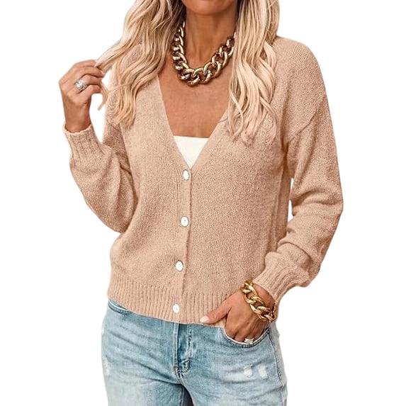 BTFBM V Neck Cardigan Sweaters for Women 2026 | Long Sleeve Knit Sweater, Button Down Shrug Tops, Open Front, Lightweight Cardigans, Business Casual Outfits,Fall Winter Clothing