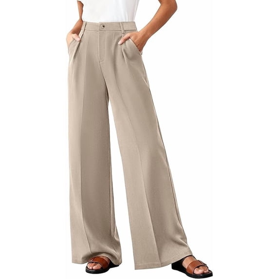 BTFBM Wide Leg Pants Woman High Waisted Button Business Casual Dressy Trousers Office Work Palazzo Pants Pockets