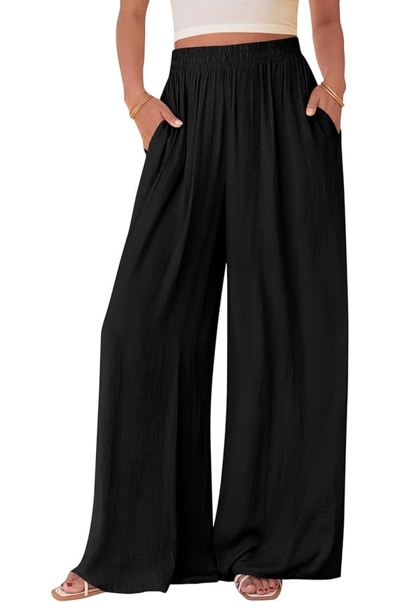 Wide Leg Pants Woman Spring Pockets Loose Flowy Trousers Lounge Palazzo Pant Beach Vacation Clothes