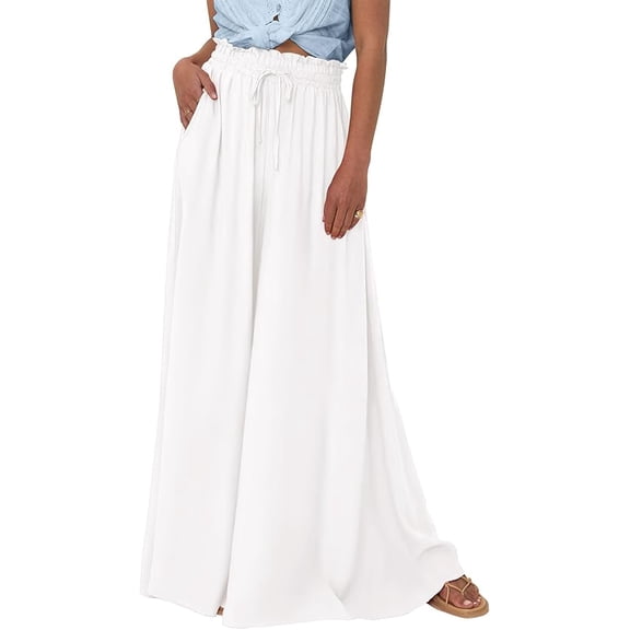 BTFBM Women Casual High Waist Wide Leg Pants Spring Summer Long Palazzo Pants Pocket Lounge Beach Vacation Clothes