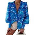 thumbnail image 1 of BTFBM Women Fashion Button Down Shirts V Neck Boho Printed Long Sleeve Blouses Dressy Casual Spring Fall Tops, 1 of 6