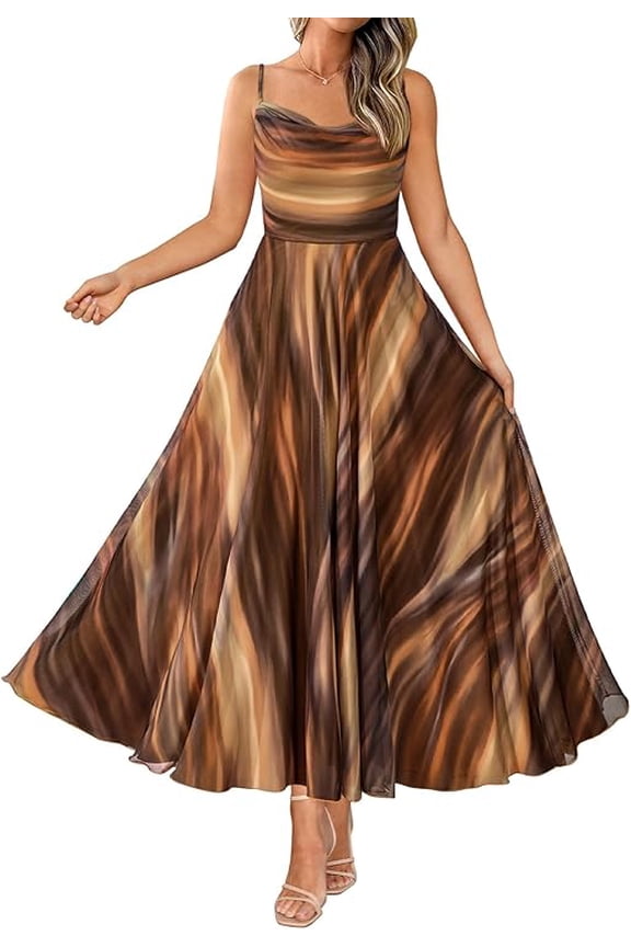 Women Summer Floral Maxi Dresses Elegant Spaghetti Strap Dress Printed Party Dress Beach Long Dresses