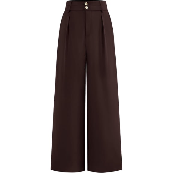 BTFBM Women Wide Leg Dress Pants High Waisted Button Pleated Business Casual Trousers Office Work Palazzo Pants