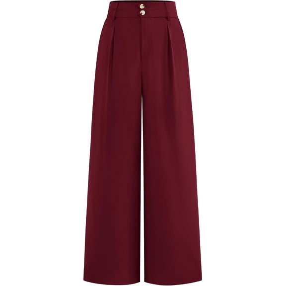 BTFBM Women Wide Leg Dress Pants High Waisted Button Pleated Business Casual Trousers Office Work Palazzo Pants