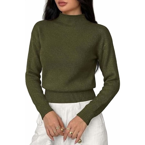 BTFBM Women’s Long Sleeve Sweaters Mock Neck Tops | Lightweight Knit Pullover Sweater,Basic Classic Daily Wear Fall Fashion,Winter Layer Clothes,Business Casual Outfits