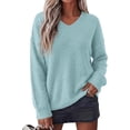 thumbnail image 1 of BTFBM Women's Loose Knitted Casual Sweaters | V Neck,Long Sleeve Sweater,Slouchy Pullover Tops,Fall Winter Clothes, 1 of 9