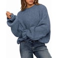 thumbnail image 1 of BTFBM Women's Oversized Sweater Crewneck Fall Winter Long Sleeve Fuzzy Warn Knit Pullover Sweaters Trendy Outfits, 1 of 10