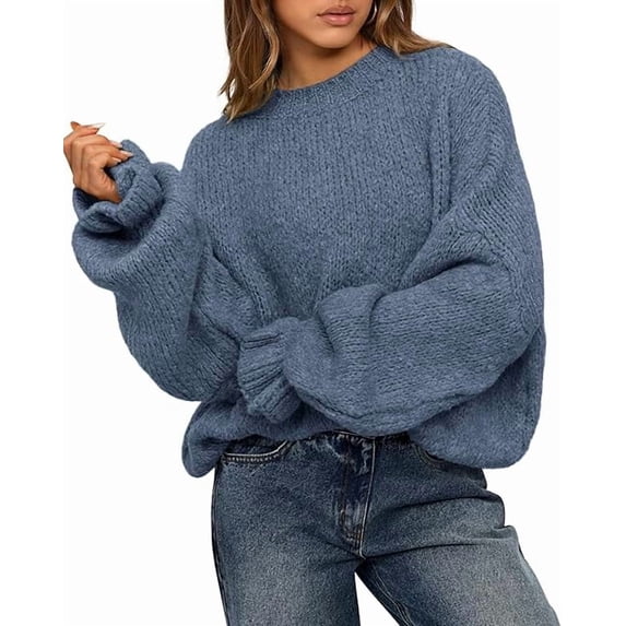 BTFBM Women's Oversized Sweater Crewneck Fall Winter Long Sleeve Fuzzy Warn Knit Pullover Sweaters Trendy Outfits