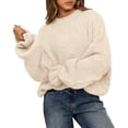 thumbnail image 1 of BTFBM Women's Oversized Sweater Crewneck Fall Winter Long Sleeve Fuzzy Warn Knit Pullover Sweaters Trendy Outfits, 1 of 10