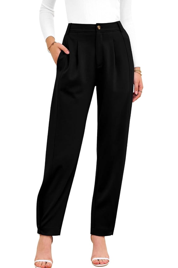 Women's Pants Spring Fall Casual Loose Pleated Trousers Tapered Slacks Pockets Dressy Business Work Outfits