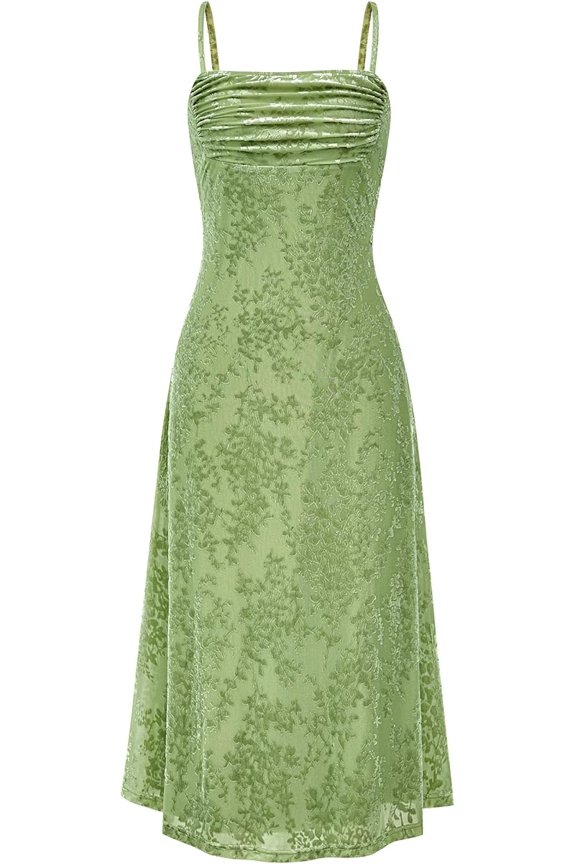 Women's Summer Dress Sleeveless Spaghetti Strap Midi Dress Sexy Cowl Neck Floral Cocktail Dress Party Dresses