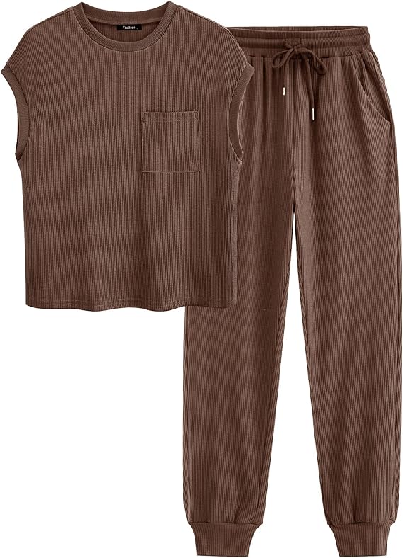BTFBM Women's Two Piece Tracksuit Outfits Summer Short Sleeve Tops Long Pants Jogger Lounge Matching Sets Sweatsuit