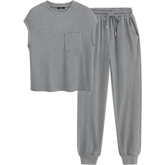 BTFBM Women's Two Piece Tracksuit Outfits Summer Short Sleeve Tops Long Pants Jogger Lounge Matching Sets Sweatsuit