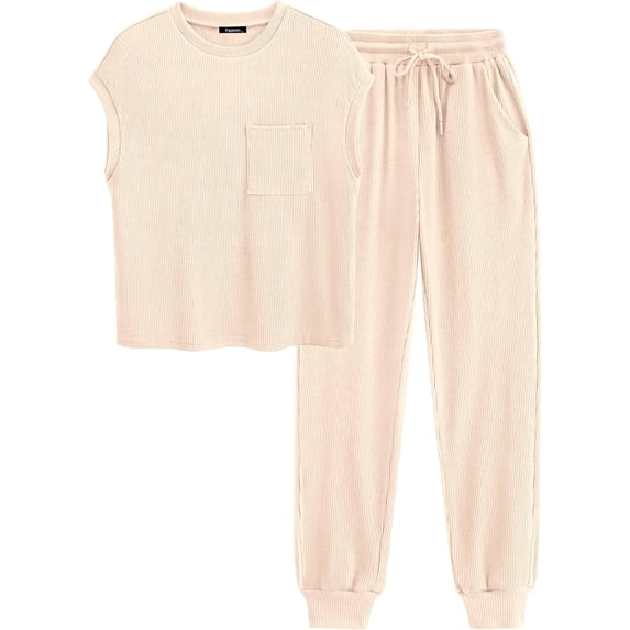BTFBM Women's Two Piece Tracksuit Outfits Summer Short Sleeve Tops Long Pants Jogger Lounge Matching Sets Sweatsuit