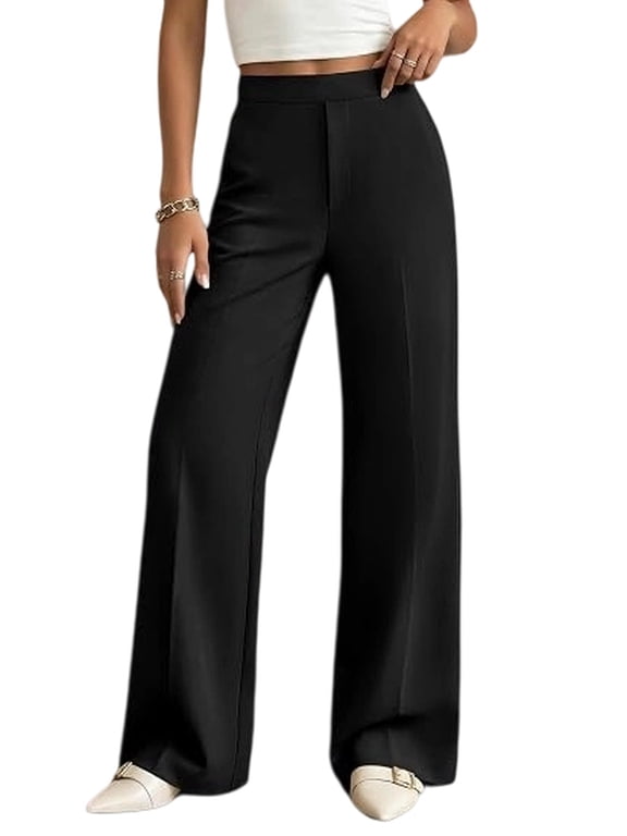 Womens Dress Pants Wide Leg Trousers Pockets | High Waisted Long Business Casual Slacks Fall Fashion