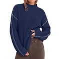 thumbnail image 1 of BTFBM Womens Oversized Sweaters Contrast Chunky Knit Sweater Loose Fit Mock Neck Long Sleeve Tops, Soft Cozy Knitwear, Fall Fashion, Casual Winter Clothing, Daily Going Out Outfits, 1 of 9