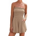 thumbnail image 1 of BTFBM Womens Romper Spring Summer Strapless Tube Tops Beach Vacation Clothes Boho Loose Shorts Jumpsuits Pockets, 1 of 9