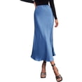 thumbnail image 1 of BTFBM Womens Spring Summer Long Satin Skirt Silk Elegant High Waist Cocktail Party Wedding Flowy A-Line Midi Skirts, 1 of 8