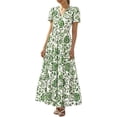 thumbnail image 1 of BTFBM Womens Summer Dresses V Neck Hollow Out Eyelet A Line Flowy Boho Beach Vacation Wedding Guest Maxi Dress, 1 of 5
