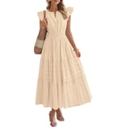 chinese dress ladies Lynnie Cap Sleeve Maxi Dress Cream Selfie Leslie