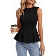 thumbnail image 1 of BTFBM Womens Summer Tops Business Casual Outfits Crew Neck Sleeveless Shirts Slim Fit Peplum Tank Top, 1 of 9