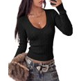 thumbnail image 1 of BTFBM Womens Sweaters Cable Knit V Neck Long Sleeve Tops | Lightweight Ribbed Fitted Pullover,Y2K Going Out Top,Basic Tunic Daily Wear Fall,Dressy Work Business Casual Outfits, 1 of 9