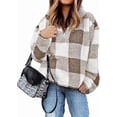 thumbnail image 1 of BTFBM Womens Sweatshirt Sherpa Quarter Zip Pullover Fall Winter Long Sleeve Fleece Sweaters Hoodies Sweatshirts Clothes, 1 of 4