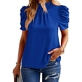 thumbnail image 1 of BTFBM Womens Tops Dressy Casual Blouses Summer Spring Clothes Mock Neck Short Sleeve Shirts Business Work Fall Outfits, 1 of 9