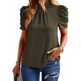 thumbnail image 1 of BTFBM Womens Tops Dressy Casual Blouses Summer Spring Clothes Mock Neck Short Sleeve Shirts Business Work Fall Outfits, 1 of 9