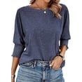 thumbnail image 1 of BTFBM Womens Tops Dressy Casual Summer T Shirts Crewneck 3/4 Sleeve Beach Vacation Loose Tunic Spring Work Blouse, 1 of 9