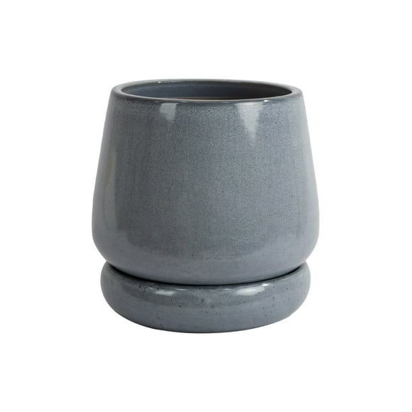 Beautiful 12" Cornflower Bubble Base Tapered Ceramic Planter with Saucer by Drew Barrymore