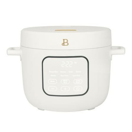 Beautiful 14-Cup Cooked, 6-Cups Uncooked Electric Rice and Grain Cooker, EverGood™ Ceramic Nonstick Coating, White Icing by Drew Barrymore