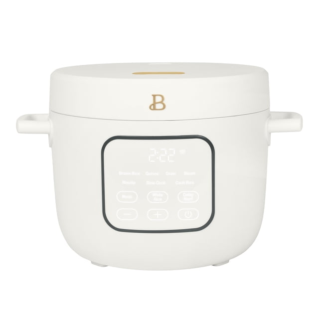 Beautiful 14-Cup Cooked, 6-Cups Uncooked Electric Rice and Grain Cooker, EverGood™ Ceramic Nonstick Coating, White Icing by Drew Barrymore