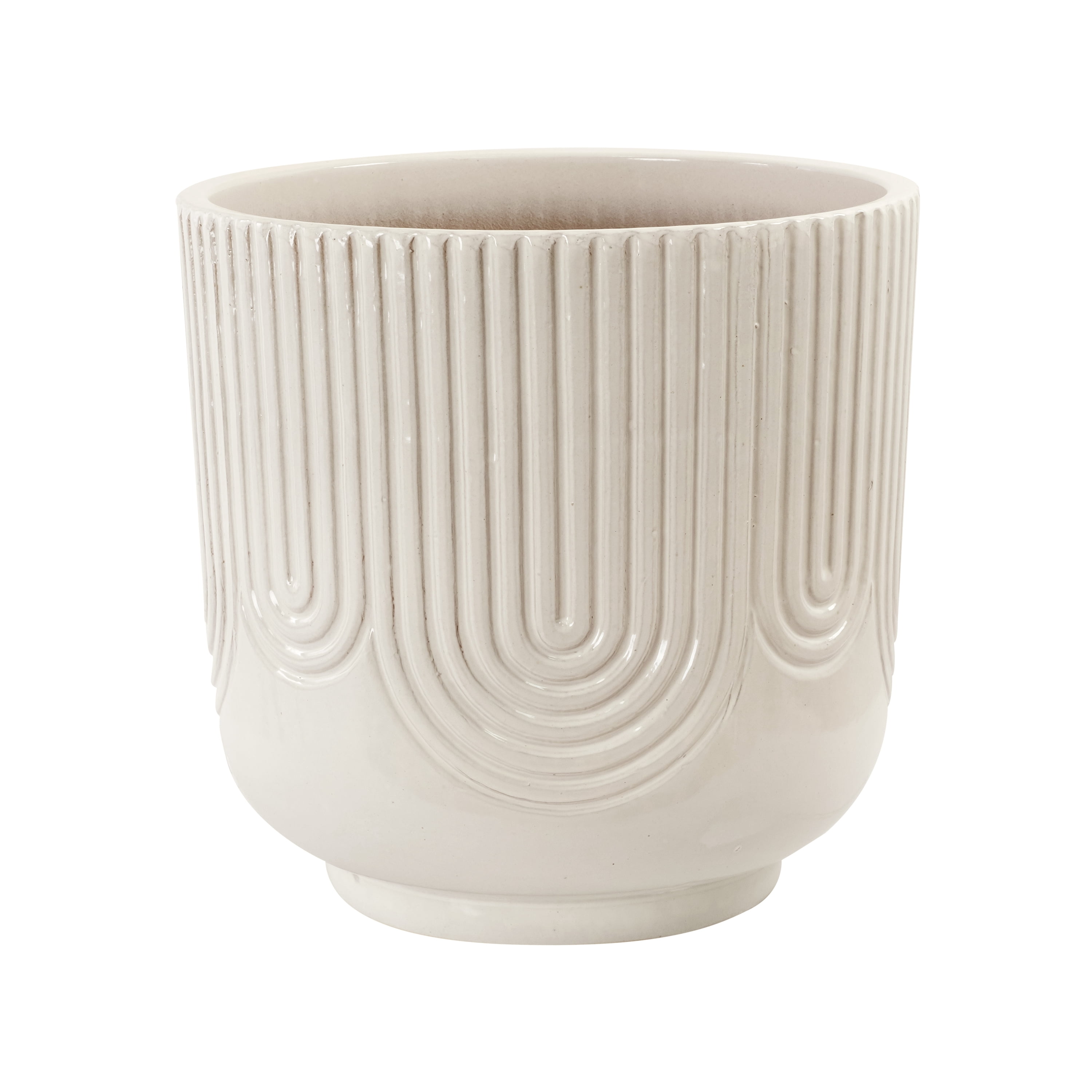 Beautiful 16" Porcini Pill Debossed Ceramic Planter by Drew Barrymore