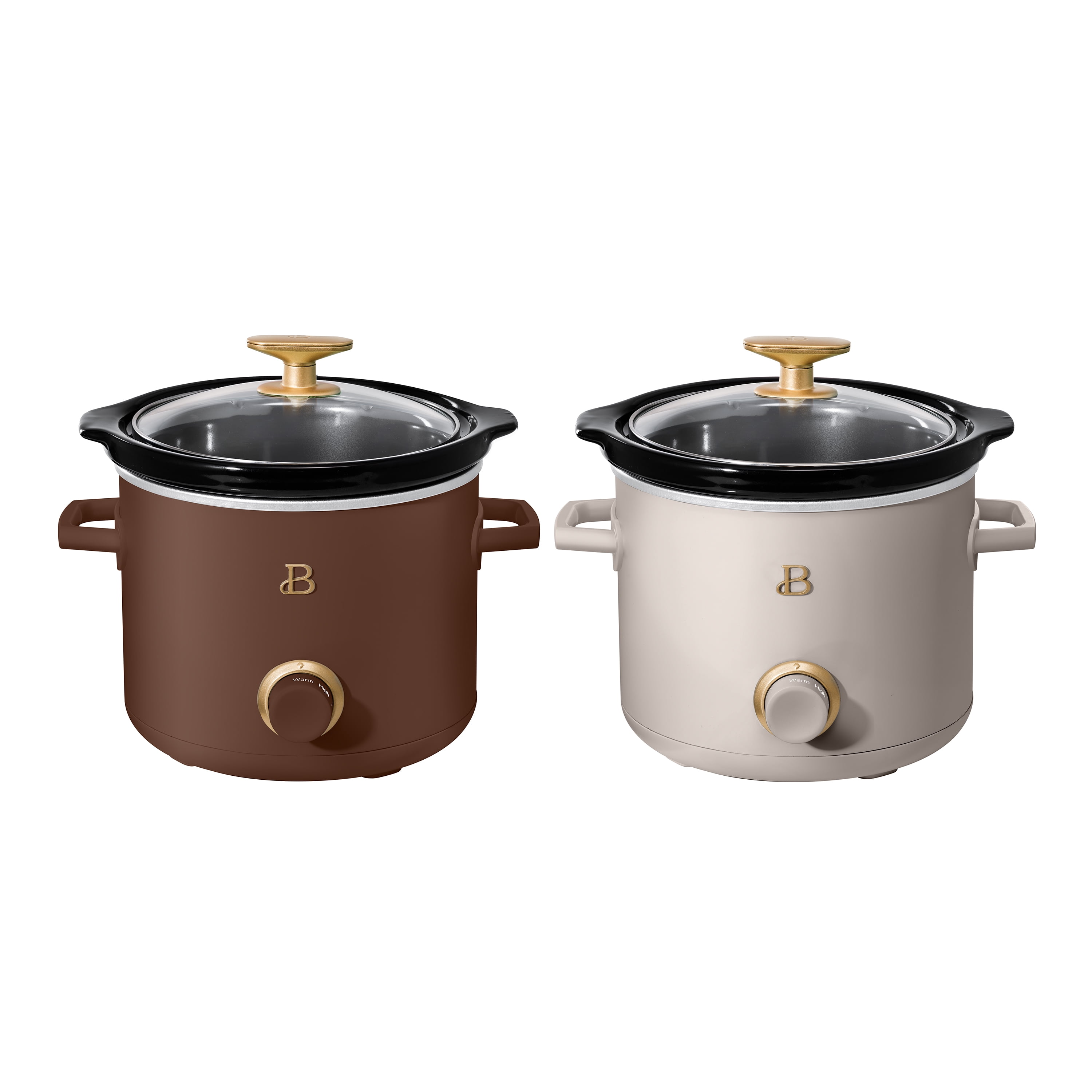Beautiful 2-Pack 2qt Slow Cooker, Chocolate Brown, Porcini Taupe by Drew Barrymore