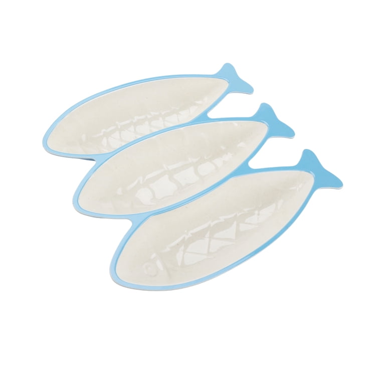 Beautiful 3-Compartment Bamboo Melamine Sardine Serve Tray, Multi