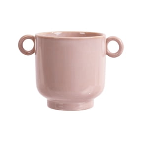 Beautiful by Drew Barrymore 6 in Rose Pink Handled Ceramic Planter