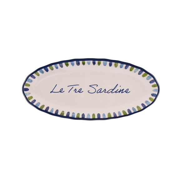 Beautiful 18" x 8" Bamboo Melamine Sardine Oval Platter, Multi-Color by Drew Barrymore