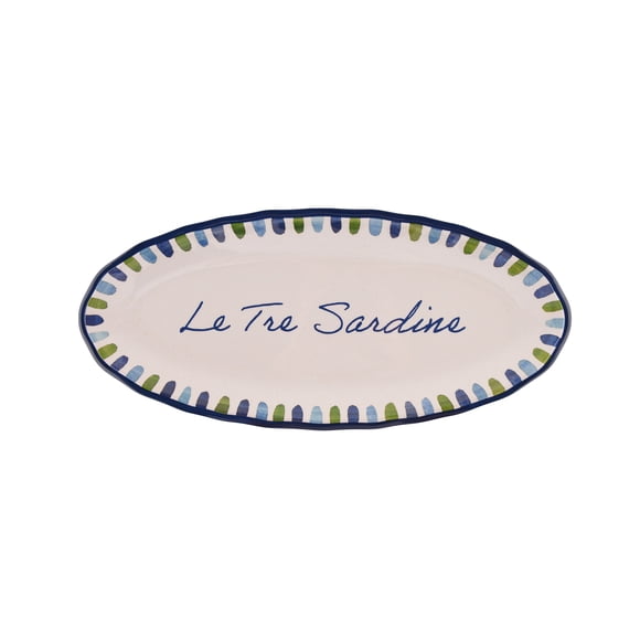 Beautiful 18" x 8" Bamboo Melamine Sardine Oval Platter, Multi-Color by Drew Barrymore