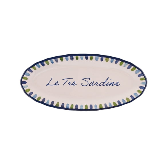 Beautiful 18" x 8" Bamboo Melamine Sardine Oval Platter, Multi-Color by Drew Barrymore