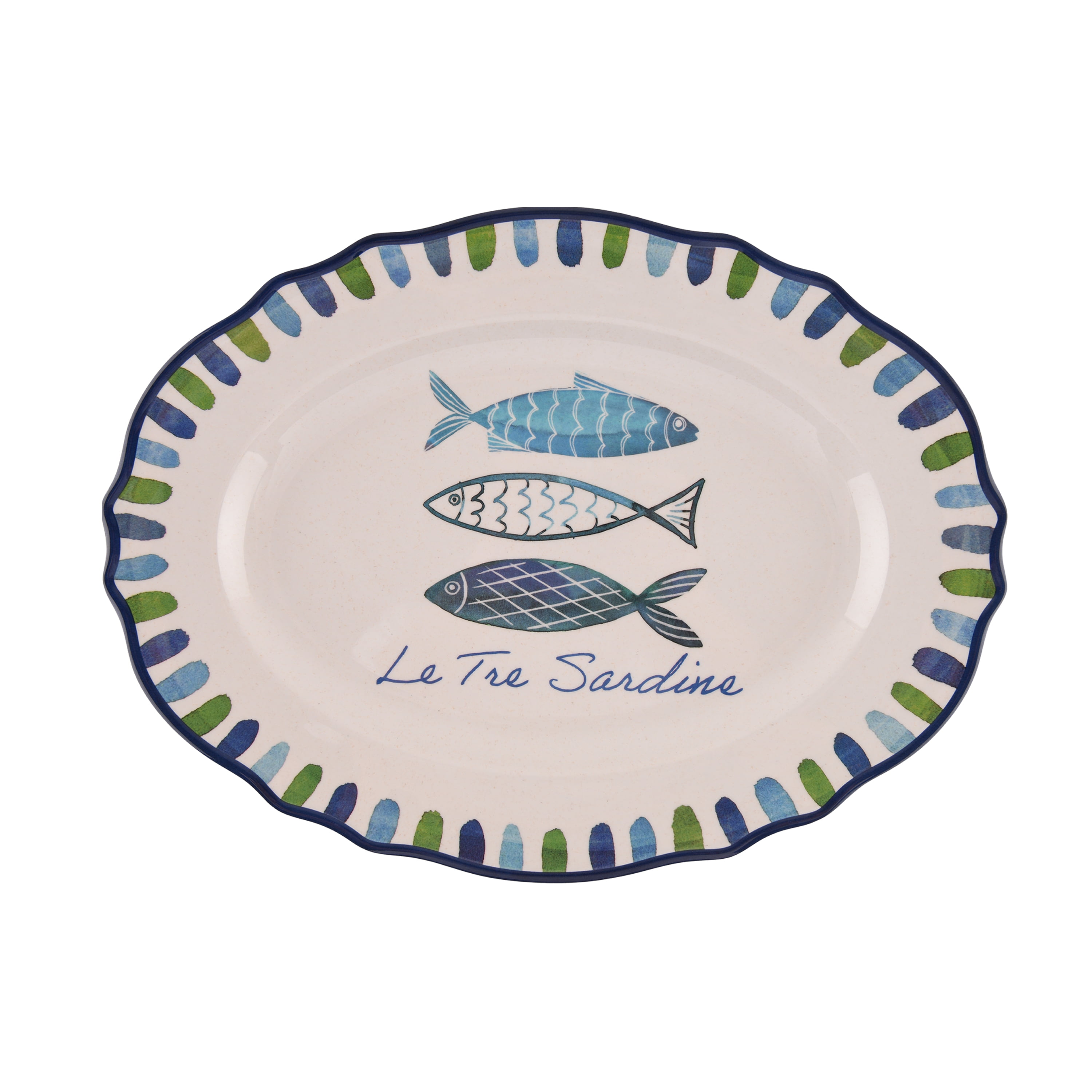 Beautiful 14" x 10.4" Bamboo Melamine Oval Medium Serve Platter, Multi-Color by Drew Barrymore