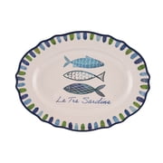 Beautiful 14" x 10.4" Bamboo Melamine Oval Medium Serve Platter, Multi-Color by Drew Barrymore