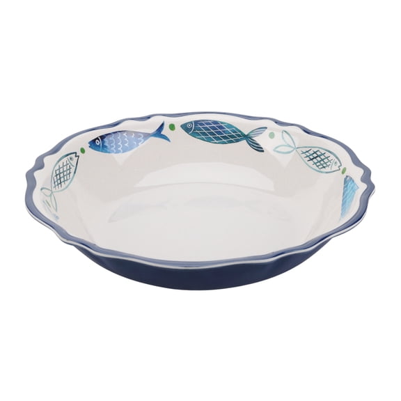 Beautiful 14" x 2.7" Bamboo Melamine Sardine Round Serve Bowl, Multi-Color by Drew Barrymore