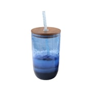 Beautiful by Drew Barrymore 21 oz Acrylic Colorblock Sipper Tumbler with Lid and Straw, Blue