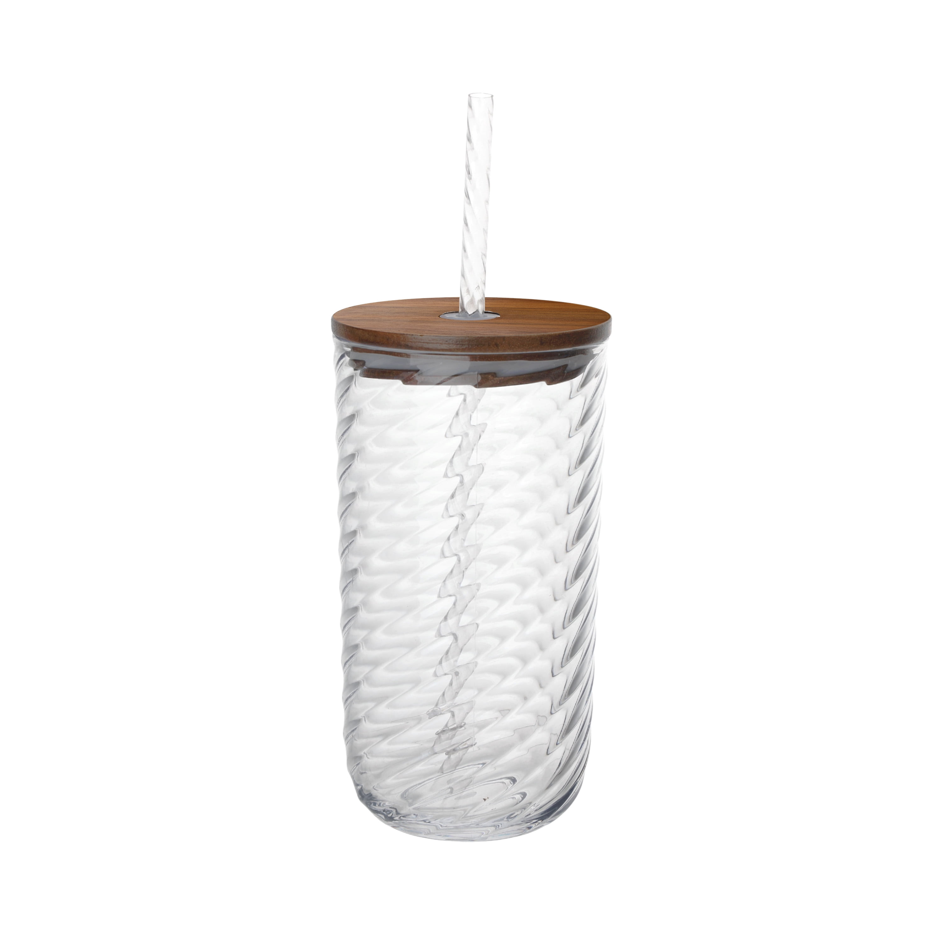 Beautiful 21-Ounce Tritan Swirl Texture Sipper Tumbler With Lid and Straw, Clear by Drew Barrymore