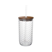 Beautiful 21-Ounce Tritan Swirl Texture Sipper Tumbler With Lid and Straw, Clear by Drew Barrymore